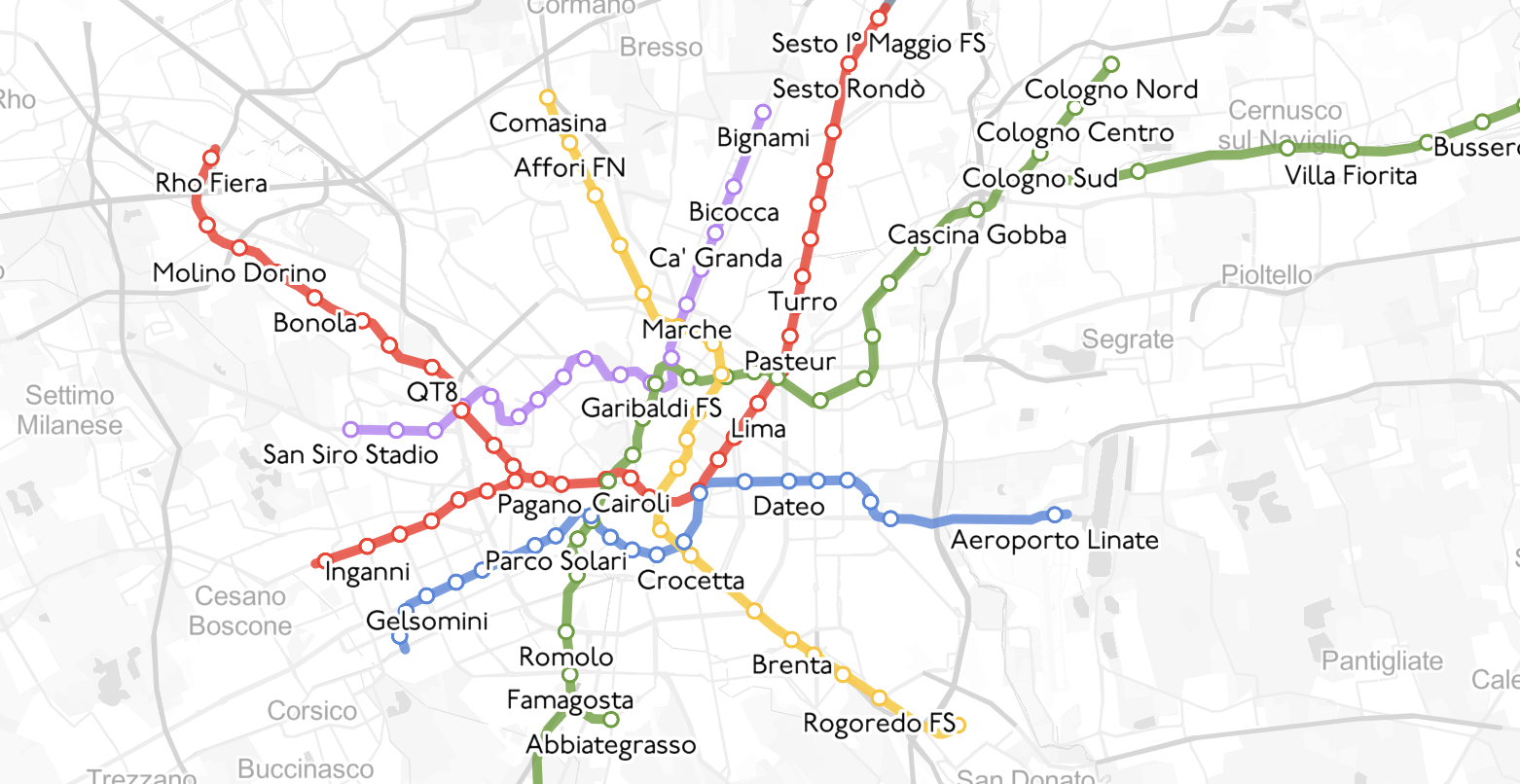 Mappa metropolitana di dettaglio